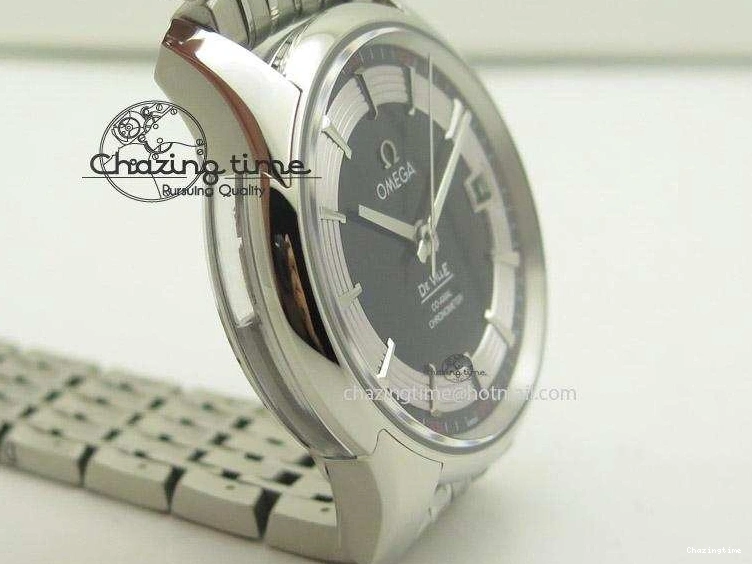 0401 De Ville Hour Vision Co-Axial 41mm SS V6F Best Edition Black Dial On SS Bracelet A BestValue 8277